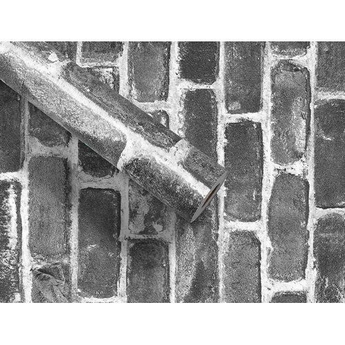 Homlpope Vintage Brick Wallpaper Roll, Flat Faux Bricks Wal Abstract